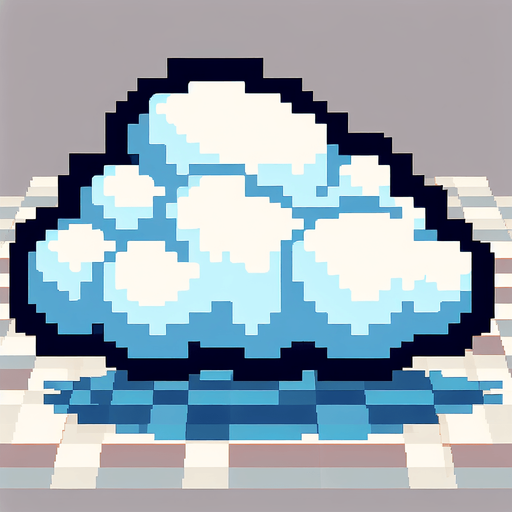 8-bit. Cartoon. cloud. no shadow. no shade. soft borders. Single Game Texture. In-Game asset. 2d. Blank background. High contrast. No shadows.
