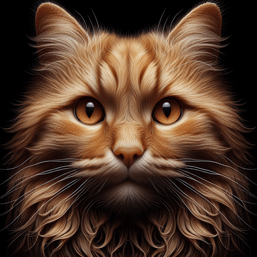 Photorealistic ginger cat face, front view..