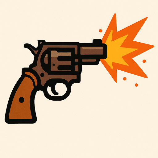 a firing western revolver
In-Game asset.  High contrast.  No shadows