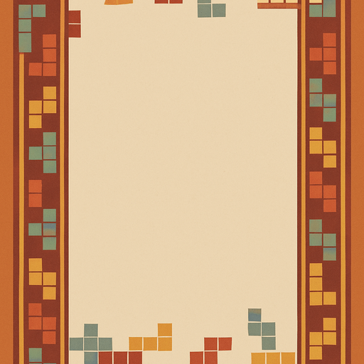Can you please make it more retro and decorate something in the borders between the thick and thin line that ressembles tetris game?