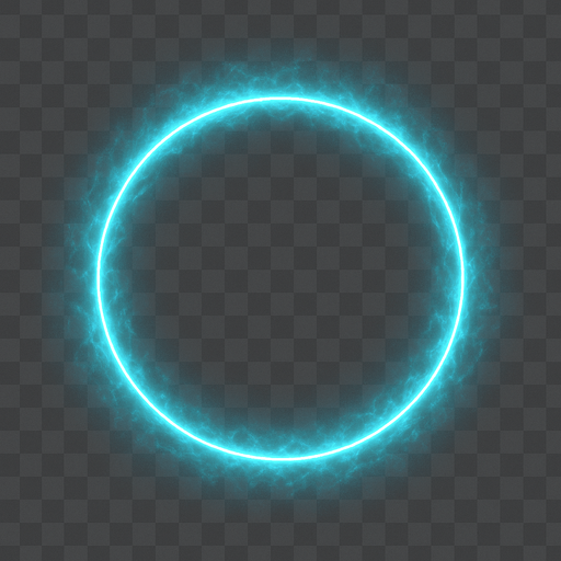A thin expanding ring with energy distortion

```
- Outer ring: 4-6 pixels thick, bright cyan (#00FFFF)
- Inner ring: 2-3 pixels thick, white (#FFFFFF) 
- Ring thickness: Tapers from thick to thin as it expands
- Transparency: Ring itself at 80% opacity
- Background: Completely transparent
- Edge treatment: Soft anti-aliased edges, slight glow effect
- Optional: Subtle "energy crackle" texture within the ring.
In-Game asset.  2d.  High contrast.  No shadows
