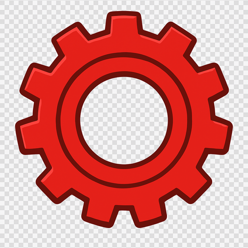 red gear top view tranparent.
In-Game asset.  2d.  High contrast.  No shadows