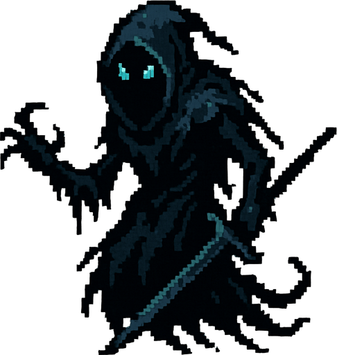 Void Stalker Dark souls style 2d pixel art.
In-Game asset.  2d.  High contrast.  No shadows
