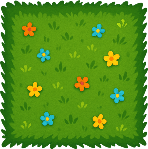 Una casilla de pasto con bordes color verde oscuro que cubra toda la imagen y unas pequeñas flores.
In-Game asset.  High contrast