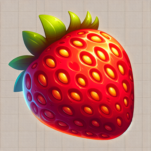 çilek.
Single Game Texture. In-Game asset. 2d. Blank background. High contrast. No shadows.