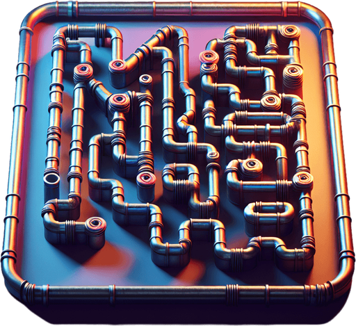 Text "Maze" written with pipe.

2020's mobile games style