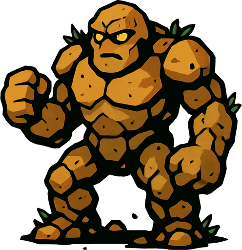 גולם עשוי אדמה מהאגדות.
In-Game asset.  2d.  High contrast.  No shadows