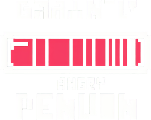 A 8-bit life bar (not a tavern, is a life bar to a  life of the character) with a text written above  "Giant angry penguin".
A