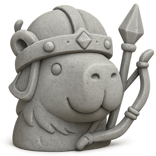 Recrealo en una escultura. Utiliza un estilo cartoon. Usas colores grises azulados. Recuerda que es un capibara usas sus rasgos y formas. Damelo sin fondo