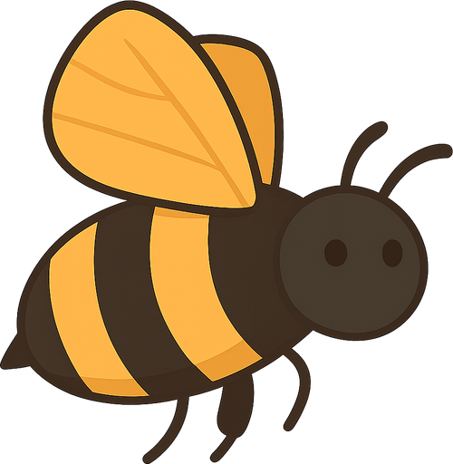 siyah sarı renki arı. No background. Transparent background. Blank background. No shadows. 2d. In-Game asset. flat