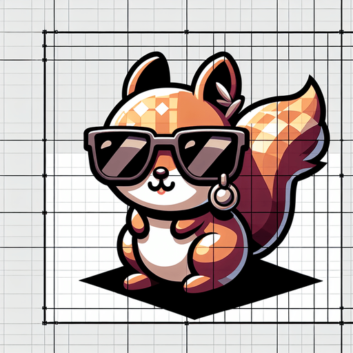 a little squirrel with sun glasses and earring.
Single Game Texture. In-Game asset. 2d. Blank background. High contrast. No shadows.