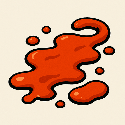 Dökülmüş ketçap.
In-Game asset.  2d.  High contrast.  No shadows