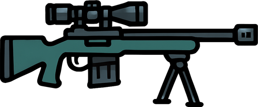 Sniper rifle rotated 90 degrees.
In-Game asset.  2d.  High contrast.  No shadows
