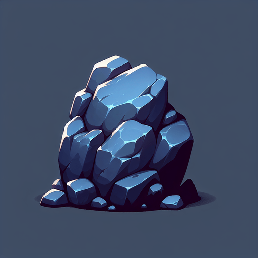 Little rock. Single Game Texture. In-Game asset. 2d. Blank background. High contrast. No shadows.