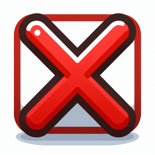 Red X. Nothing else..
Single Game Texture. In-Game asset. 2d. Blank background. High contrast. No shadows.