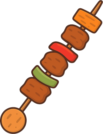 a kebap. No background. Transparent background. Blank background. No shadows. 2d. In-Game asset. flat