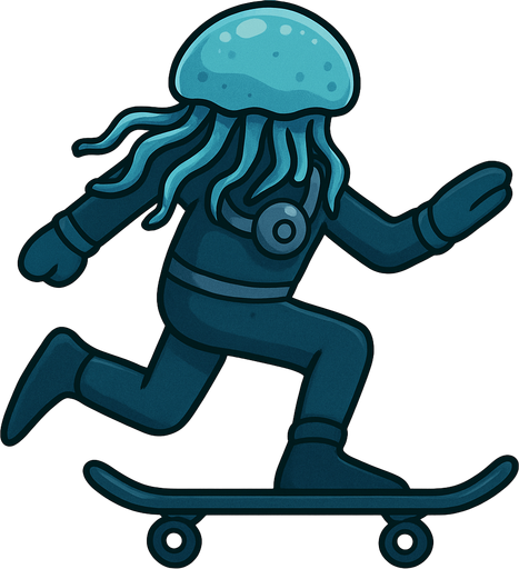 con una medusa en la cabeza y traje de buzo