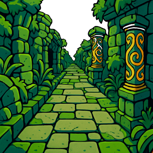 A background in a style similar to the Temple Run game with wrapped.
In-Game asset.  2d.  High contrast.  No shadows