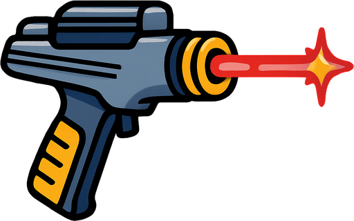 Laser beam fire out barrel of light phaser
In-Game asset.  2d.  High contrast.  No shadows