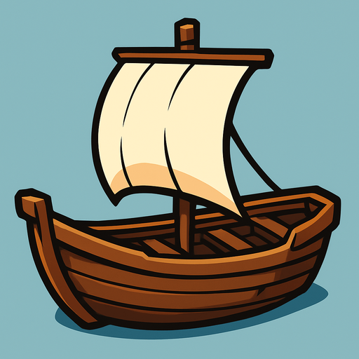 Boat.
In-Game asset.  High contrast.  No shadows. 2D