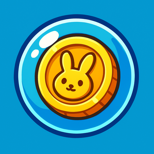 a bubble with a bunny gold coin inside.
In-Game asset.  2d.  High contrast.  No shadows