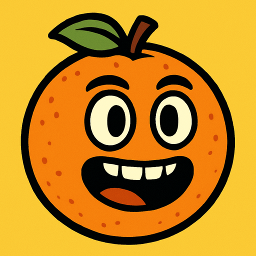 Orange with eye and mouth animation.
In-Game asset.  2d.  High contrast.  No shadows