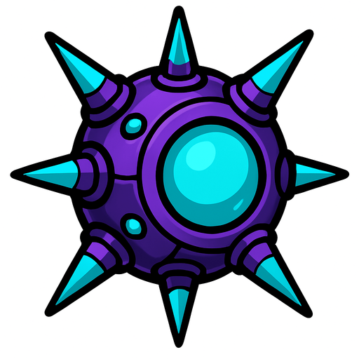 An alien space mine that has spikes.
In-Game asset.  2d.  High contrast.  No shadows