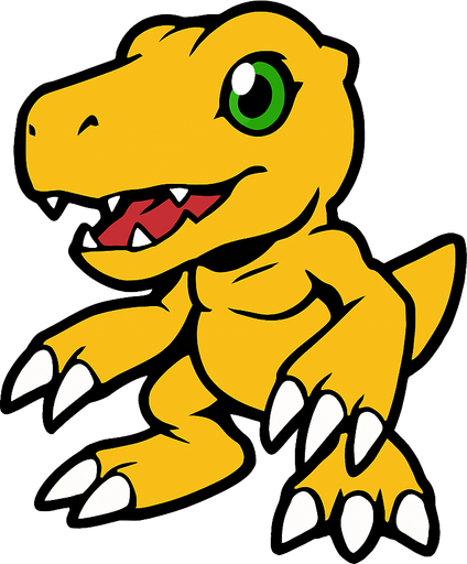 Agumon.
In-Game asset.  2d.  High contrast.  No shadows
