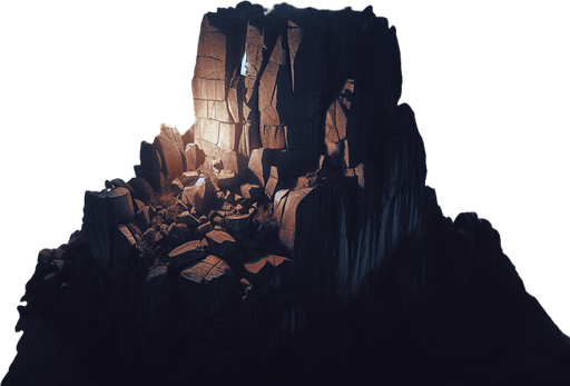 Rock at night, drone view