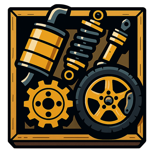 Car parts in crate top down.
In-Game asset.  2d.  High contrast.  No shadows