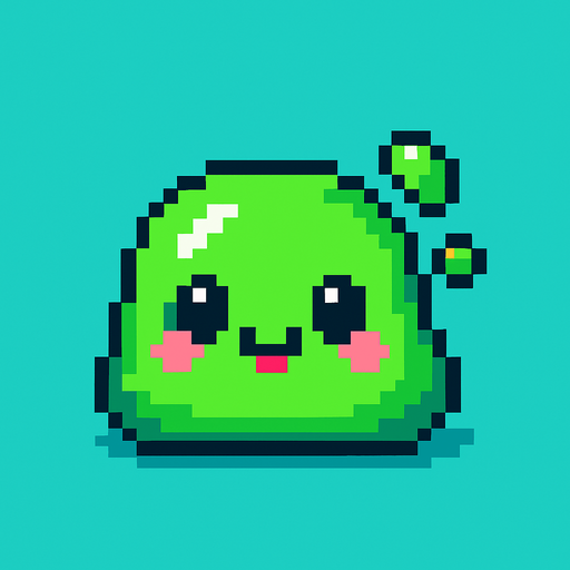 Slime pixart cute.
In-Game asset.  2d.  High contrast.  No shadows
