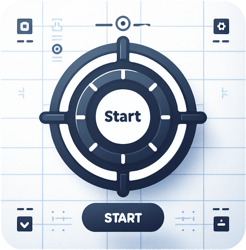 make a start button logo.
Single Game Texture. In-Game asset. 2d. Blank background. High contrast. No shadows.