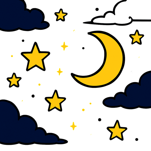gece gökyüzü.
In-Game asset.  2d.  High contrast.  No shadows
