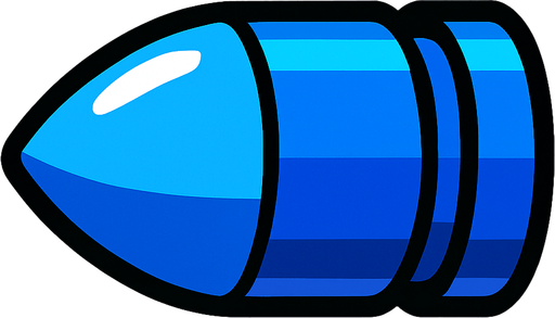 Bala azul.
In-Game asset.  2d.  High contrast.  No shadows