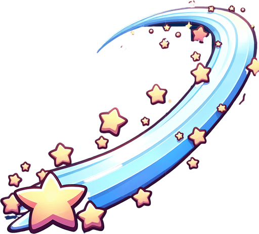 stars flying on an ellipse, cartoon style, side view , no people.
Single Game Texture. In-Game asset. 2d. Blank background. High contrast. No shadows.
