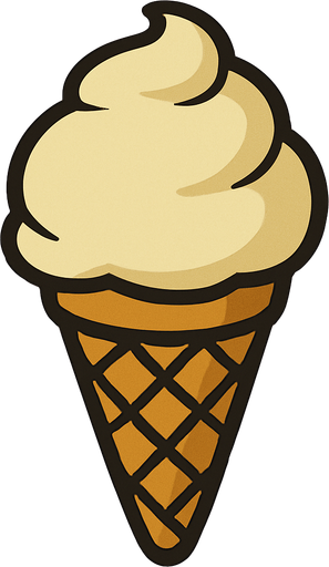 Ice cream cone in professor Layton game style artwork.
In-Game asset.  2d.  High contrast.  No shadows