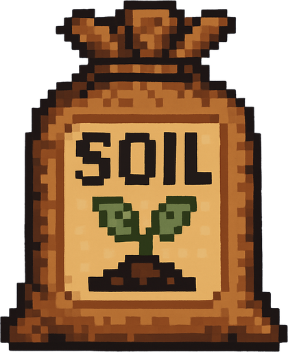 saco de tierra.
In-Game asset.  2d.  High contrast.  No shadows. pixelart