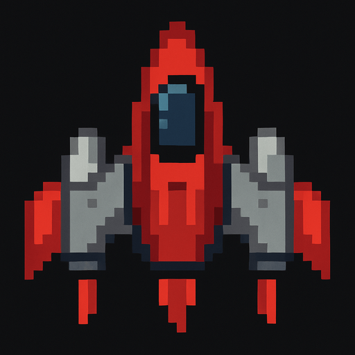 nave de space in vader de pixeles.
In-Game asset.  2d.  High contrast.  No shadows