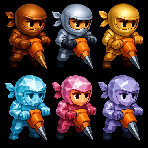 Same image but with bronze,silver,gold,diamond,crystal pink, ninjas and the digg machines.