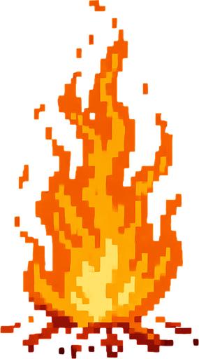 Ateş 🔥 dark souls style 2d pixel art.
In-Game asset.  2d.  High contrast.  No shadows