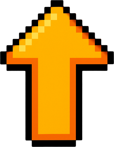 pixelart arrow up.
In-Game asset.  2d.  High contrast.  No shadows