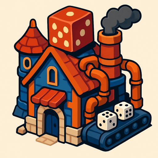 Dice factory from the fantasy world.
In-Game asset.  2d.  High contrast.  No shadows