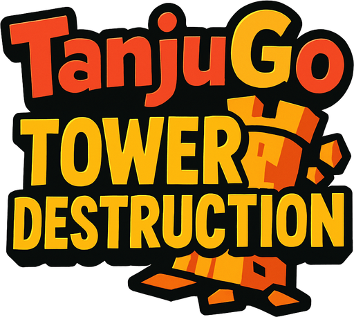 "TanjuGo" 
"Tower Destruction" text logo.
In-Game asset.  2d.  High contrast.  No shadows