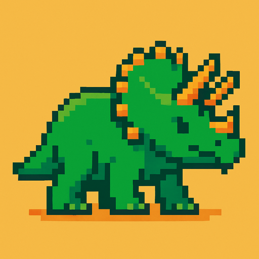 Triceraptos pixel.
In-Game asset.  2d.  High contrast.  No shadows