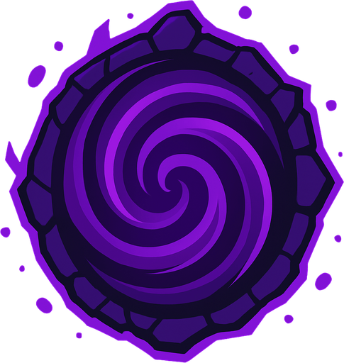 Un portal de color morado que tiene pinta de vortice.
In-Game asset.  2d.  High contrast.  No shadows