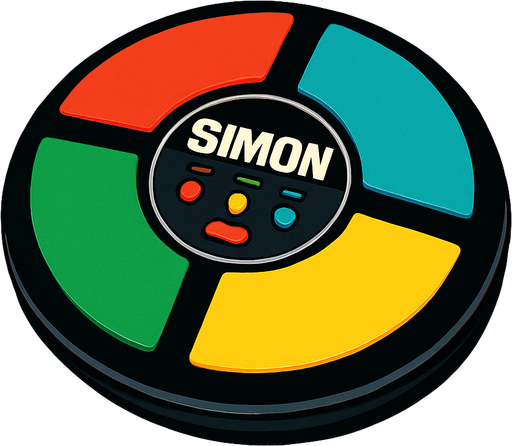80s or 90s style simon game advertisement.
In-Game asset.  2d.  High contrast.  No shadows