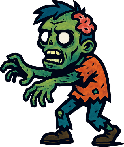 Zombie.
In-Game asset.  2d.  High contrast.  No shadows