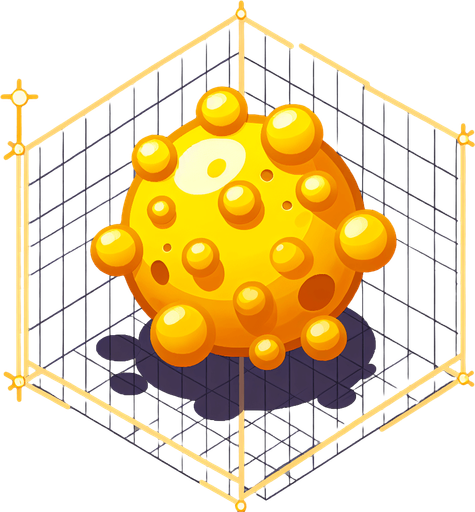 cellula gialla.
Single Game Texture. In-Game asset. 2d. Blank background. High contrast. No shadows.