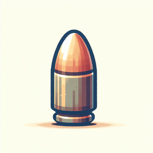 create a small bullet projectile.
Single Game Texture. In-Game asset. 2d. Blank background. High contrast. No shadows.