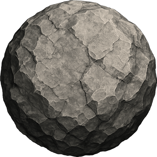 una roca circular muy realista.
In-Game asset.  2d.  High contrast.  No shadows